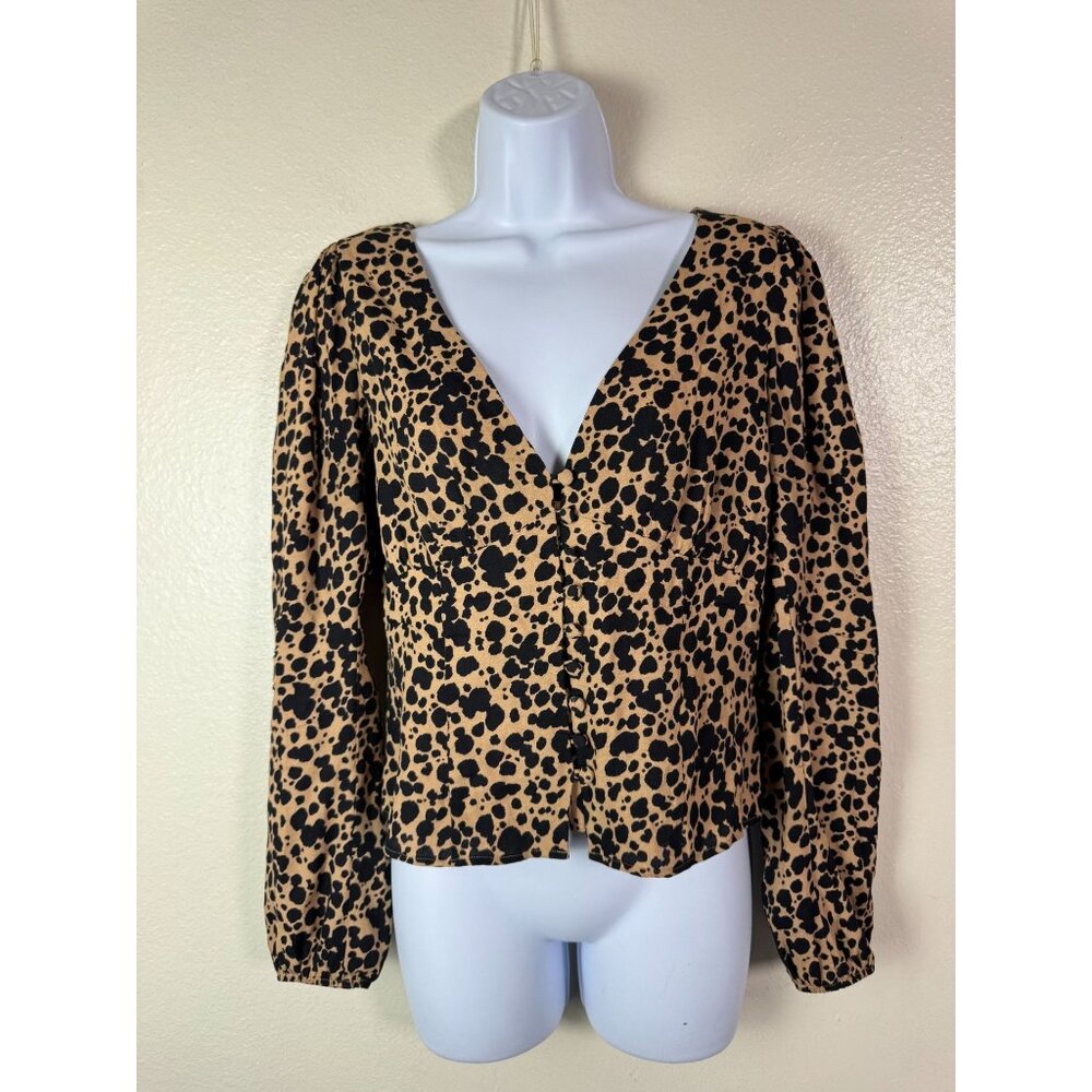 Reformation Leopard Button Front Long Sleeves Top… - image 14